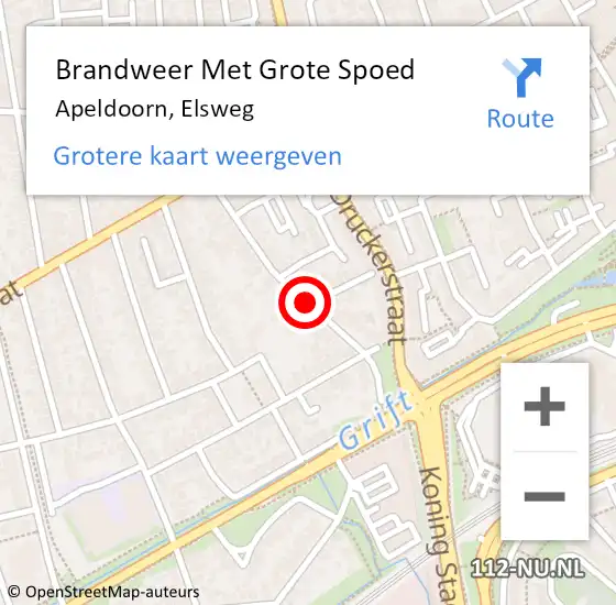 Locatie op kaart van de 112 melding: Brandweer Met Grote Spoed Naar Apeldoorn, Elsweg op 23 augustus 2020 21:35