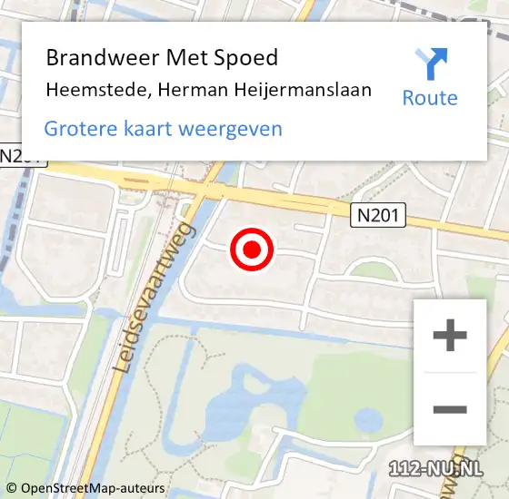 Locatie op kaart van de 112 melding: Brandweer Met Spoed Naar Heemstede, Herman Heijermanslaan op 23 augustus 2020 23:33