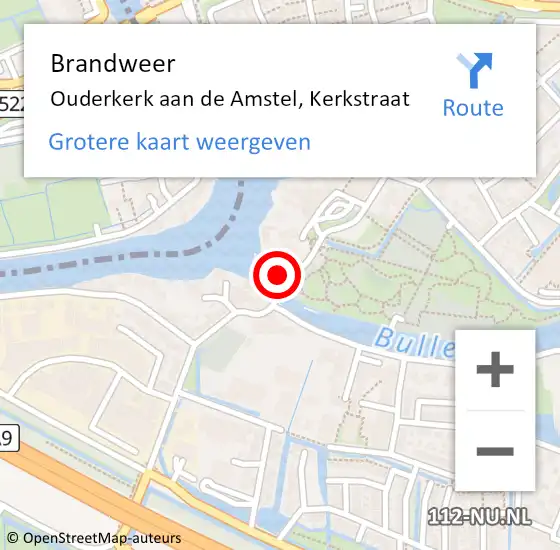 Locatie op kaart van de 112 melding: Brandweer Ouderkerk aan de Amstel, Kerkstraat op 16 mei 2014 19:26