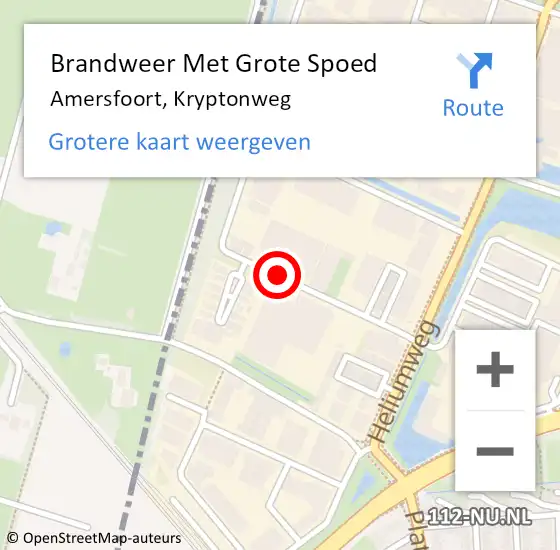 Locatie op kaart van de 112 melding: Brandweer Met Grote Spoed Naar Amersfoort, Kryptonweg op 24 augustus 2020 06:10