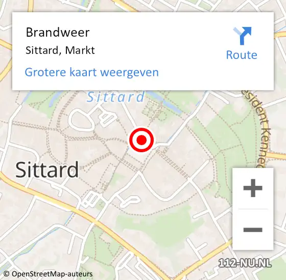 Locatie op kaart van de 112 melding: Brandweer Sittard, Markt op 24 augustus 2020 08:48