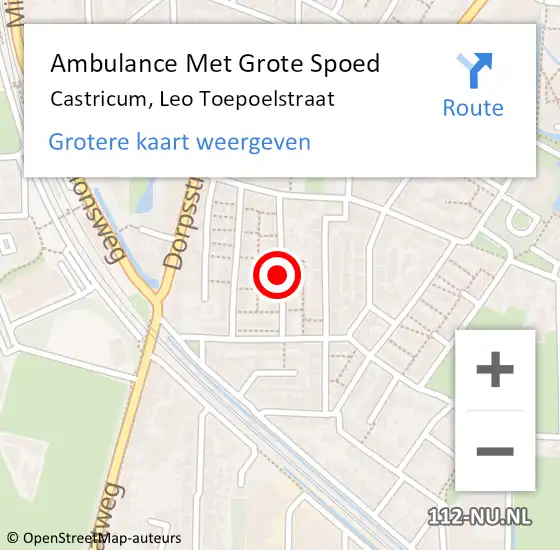 Locatie op kaart van de 112 melding: Ambulance Met Grote Spoed Naar Castricum, Leo Toepoelstraat op 24 augustus 2020 08:49