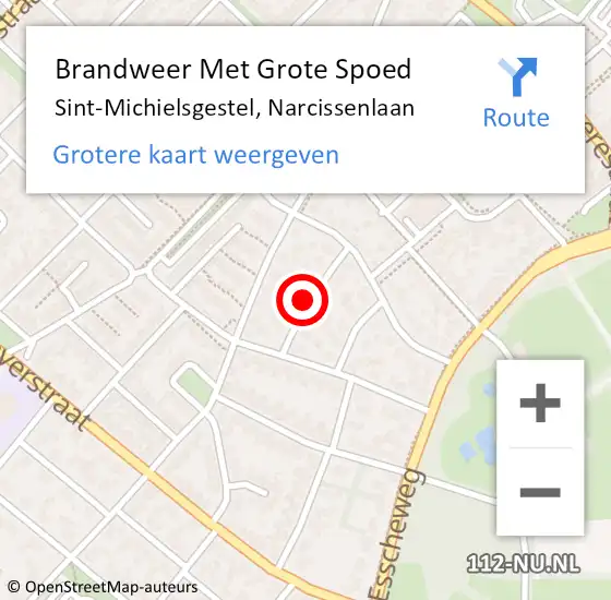 Locatie op kaart van de 112 melding: Brandweer Met Grote Spoed Naar Sint-Michielsgestel, Narcissenlaan op 24 augustus 2020 12:00