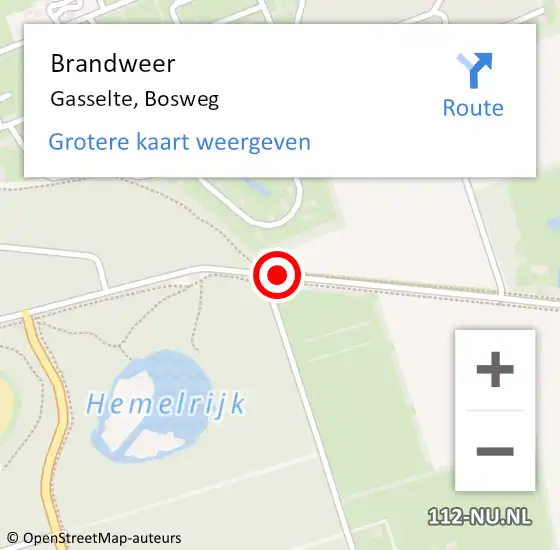 Locatie op kaart van de 112 melding: Brandweer Gasselte, Bosweg op 24 augustus 2020 12:27