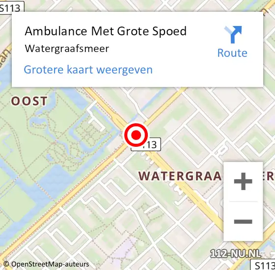 Locatie op kaart van de 112 melding: Ambulance Met Grote Spoed Naar Watergraafsmeer op 16 mei 2014 20:37