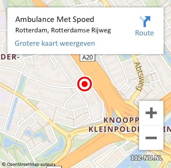Locatie op kaart van de 112 melding: Ambulance Met Spoed Naar Rotterdam, Rotterdamse Rijweg op 24 augustus 2020 14:46