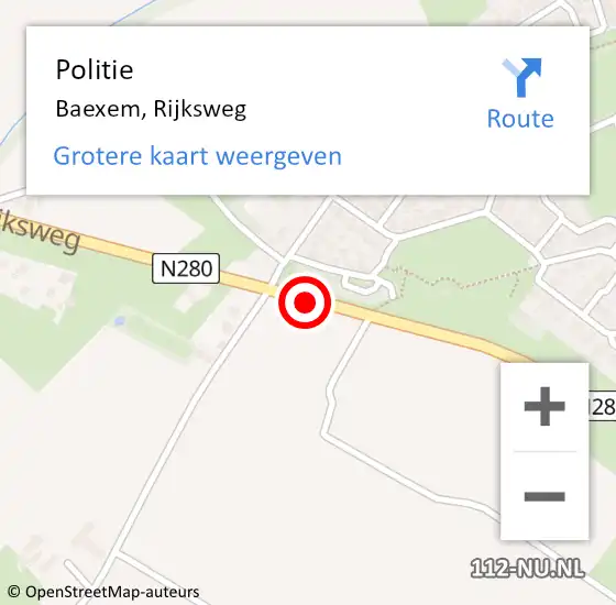 Locatie op kaart van de 112 melding: Politie Baexem, Rijksweg op 24 augustus 2020 15:27