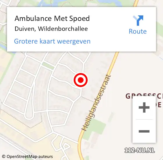 Locatie op kaart van de 112 melding: Ambulance Met Spoed Naar Duiven, Wildenborchallee op 24 augustus 2020 15:52