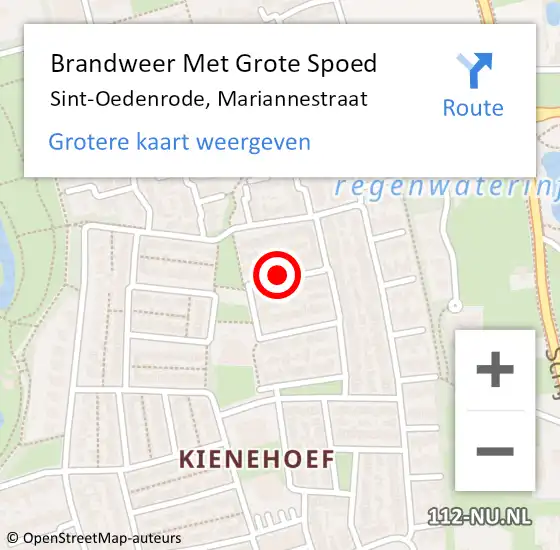 Locatie op kaart van de 112 melding: Brandweer Met Grote Spoed Naar Sint-Oedenrode, Mariannestraat op 24 augustus 2020 16:02