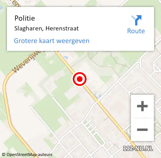Locatie op kaart van de 112 melding: Politie Slagharen, Herenstraat op 24 augustus 2020 16:07