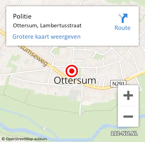 Locatie op kaart van de 112 melding: Politie Ottersum, Lambertusstraat op 24 augustus 2020 16:31