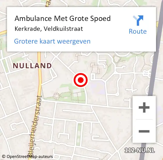 Locatie op kaart van de 112 melding: Ambulance Met Grote Spoed Naar Kerkrade, Veldkuilstraat op 16 mei 2014 20:55