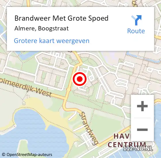 Locatie op kaart van de 112 melding: Brandweer Met Grote Spoed Naar Almere, Boogstraat op 24 augustus 2020 18:00