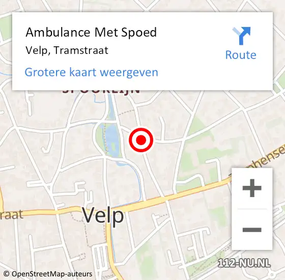 Locatie op kaart van de 112 melding: Ambulance Met Spoed Naar Velp, Tramstraat op 24 augustus 2020 18:16