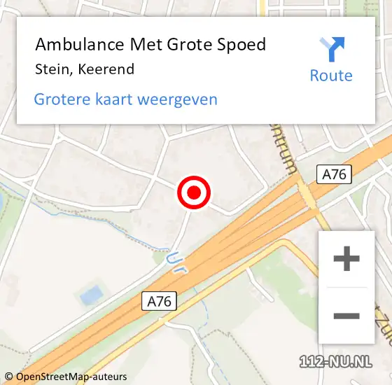 Locatie op kaart van de 112 melding: Ambulance Met Grote Spoed Naar Stein, Keerend op 2 oktober 2013 08:39