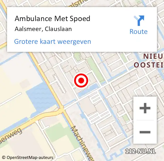 Locatie op kaart van de 112 melding: Ambulance Met Spoed Naar Aalsmeer, Clauslaan op 24 augustus 2020 19:33