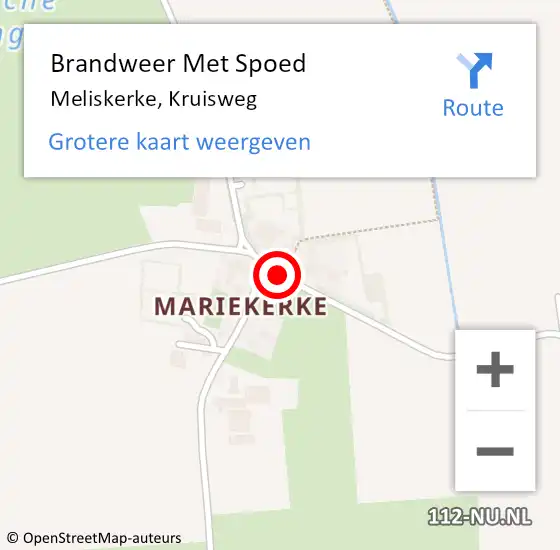 Locatie op kaart van de 112 melding: Brandweer Met Spoed Naar Meliskerke, Kruisweg op 24 augustus 2020 19:34