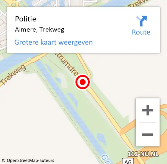 Locatie op kaart van de 112 melding: Politie Almere, Trekweg op 24 augustus 2020 20:11
