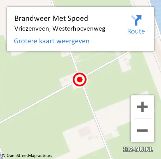 Locatie op kaart van de 112 melding: Brandweer Met Spoed Naar Vriezenveen, Westerhoevenweg op 24 augustus 2020 20:28