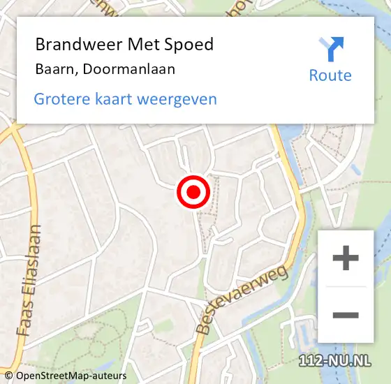 Locatie op kaart van de 112 melding: Brandweer Met Spoed Naar Baarn, Doormanlaan op 24 augustus 2020 20:40