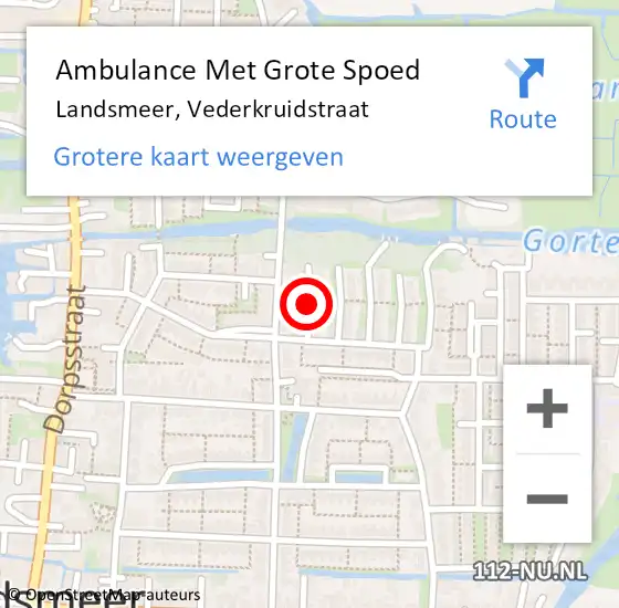 Locatie op kaart van de 112 melding: Ambulance Met Grote Spoed Naar Landsmeer, Vederkruidstraat op 24 augustus 2020 21:44