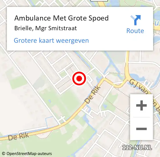 Locatie op kaart van de 112 melding: Ambulance Met Grote Spoed Naar Brielle, Mgr Smitstraat op 25 augustus 2020 00:13