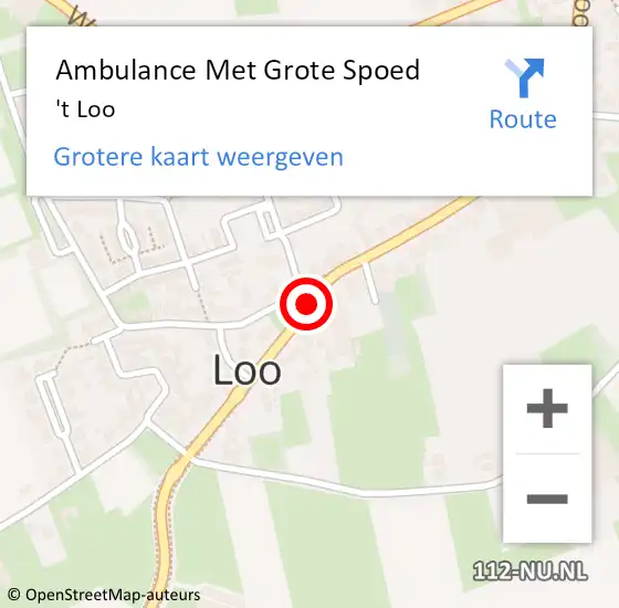 Locatie op kaart van de 112 melding: Ambulance Met Grote Spoed Naar 't Loo op 25 augustus 2020 06:14