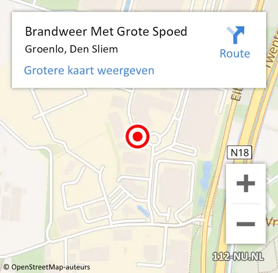 Locatie op kaart van de 112 melding: Brandweer Met Grote Spoed Naar Groenlo, Den Sliem op 25 augustus 2020 07:05