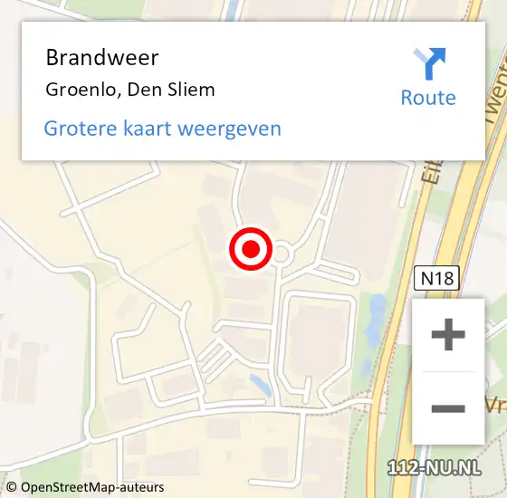Locatie op kaart van de 112 melding: Brandweer Groenlo, Den Sliem op 25 augustus 2020 07:07