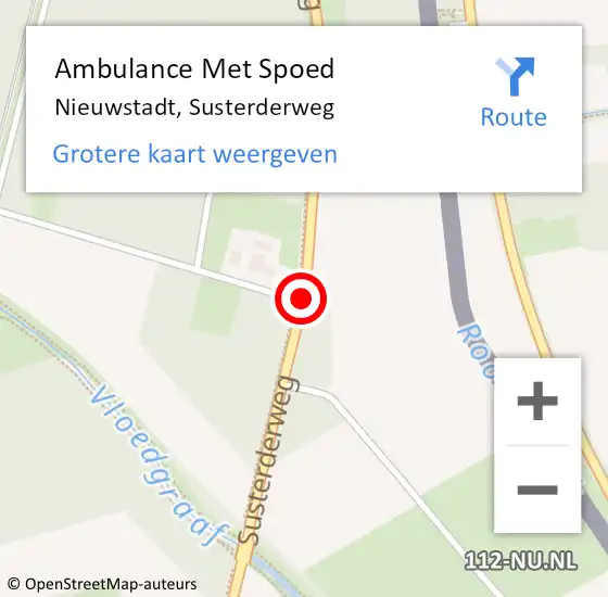 Locatie op kaart van de 112 melding: Ambulance Met Spoed Naar Nieuwstadt, Susterderweg op 25 augustus 2020 08:16