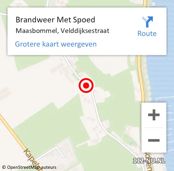 Locatie op kaart van de 112 melding: Brandweer Met Spoed Naar Maasbommel, Velddijksestraat op 25 augustus 2020 08:44
