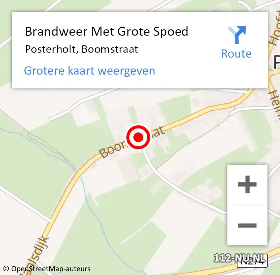 Locatie op kaart van de 112 melding: Brandweer Met Grote Spoed Naar Posterholt, Boomstraat op 25 augustus 2020 08:54