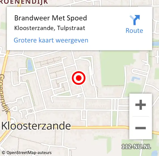 Locatie op kaart van de 112 melding: Brandweer Met Spoed Naar Kloosterzande, Tulpstraat op 25 augustus 2020 09:18