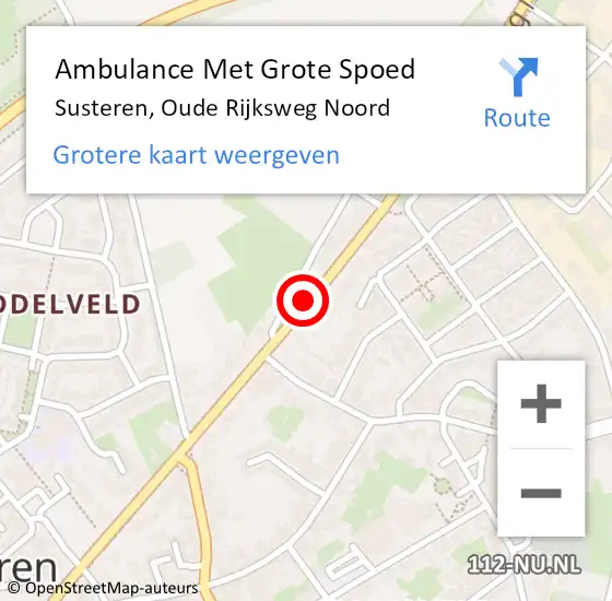 Locatie op kaart van de 112 melding: Ambulance Met Grote Spoed Naar Susteren, Oude Rijksweg Noord op 25 augustus 2020 11:06