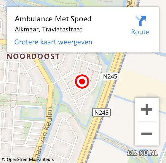 Locatie op kaart van de 112 melding: Ambulance Met Spoed Naar Alkmaar, Traviatastraat op 25 augustus 2020 11:43