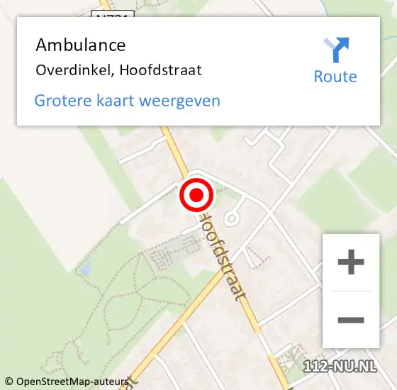 Locatie op kaart van de 112 melding: Ambulance Overdinkel, Hoofdstraat op 25 augustus 2020 12:04