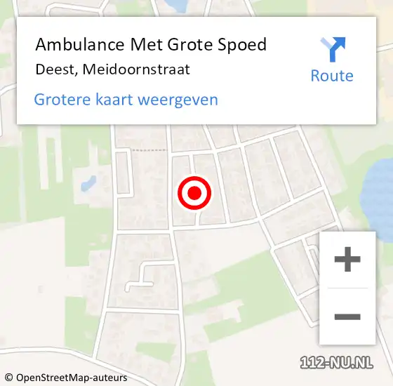 Locatie op kaart van de 112 melding: Ambulance Met Grote Spoed Naar Deest, Meidoornstraat op 25 augustus 2020 12:46