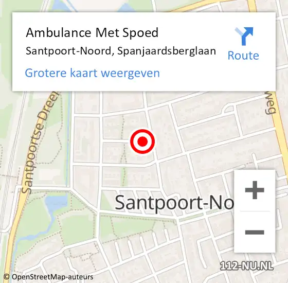 Locatie op kaart van de 112 melding: Ambulance Met Spoed Naar Santpoort-Noord, Spanjaardsberglaan op 25 augustus 2020 13:04