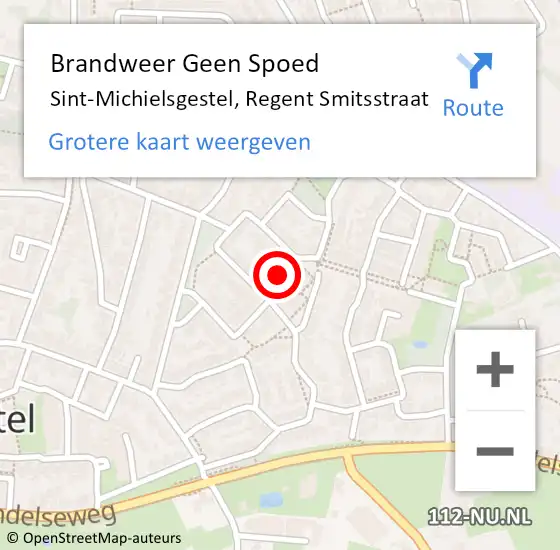 Locatie op kaart van de 112 melding: Brandweer Geen Spoed Naar Sint-Michielsgestel, Regent Smitsstraat op 25 augustus 2020 13:06