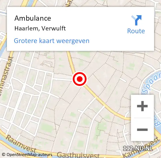 Locatie op kaart van de 112 melding: Ambulance Haarlem, Verwulft op 25 augustus 2020 13:23