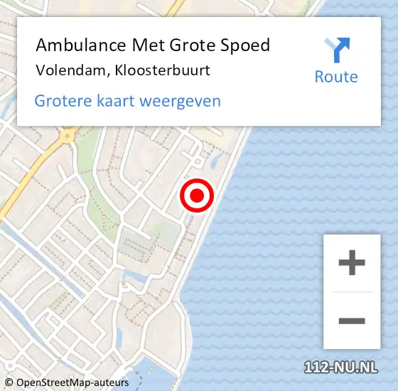 Locatie op kaart van de 112 melding: Ambulance Met Grote Spoed Naar Volendam, Kloosterbuurt op 25 augustus 2020 14:02