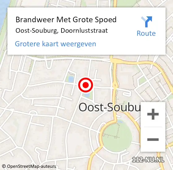 Locatie op kaart van de 112 melding: Brandweer Met Grote Spoed Naar Oost-Souburg, Doornluststraat op 25 augustus 2020 14:07