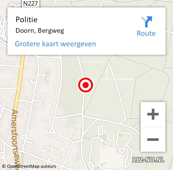 Locatie op kaart van de 112 melding: Politie Doorn, Bergweg op 25 augustus 2020 14:29