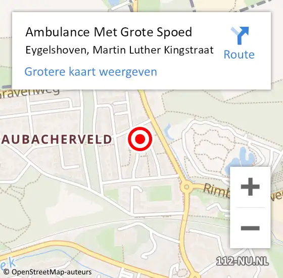 Locatie op kaart van de 112 melding: Ambulance Met Grote Spoed Naar Eygelshoven, Martin Luther Kingstraat op 16 mei 2014 21:59