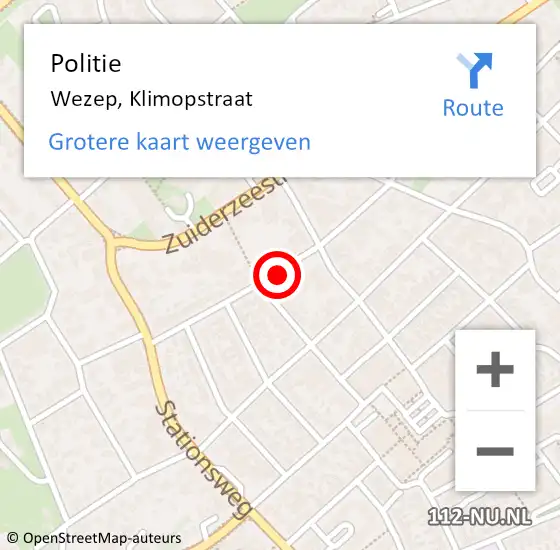 Locatie op kaart van de 112 melding: Politie Wezep, Klimopstraat op 25 augustus 2020 14:40