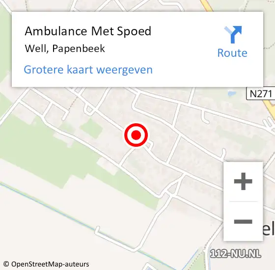 Locatie op kaart van de 112 melding: Ambulance Met Spoed Naar Well, Papenbeek op 16 mei 2014 22:02