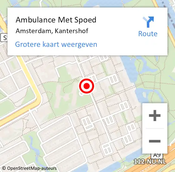 Locatie op kaart van de 112 melding: Ambulance Met Spoed Naar Amsterdam, Kantershof op 25 augustus 2020 14:46