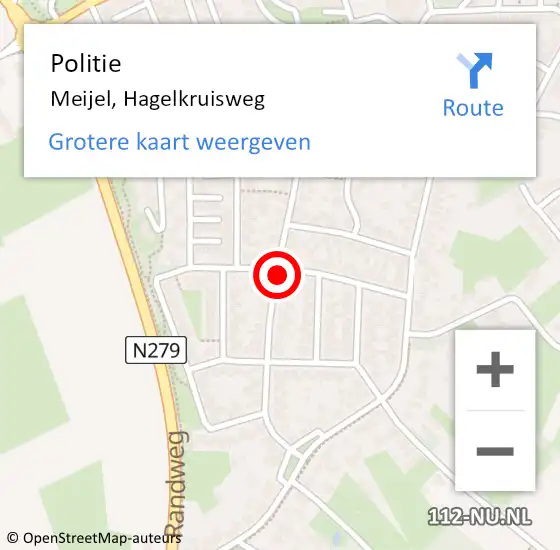 Locatie op kaart van de 112 melding: Politie Meijel, Hagelkruisweg op 25 augustus 2020 15:05