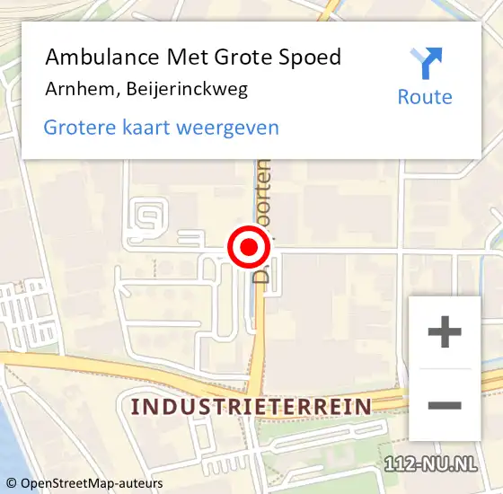 Locatie op kaart van de 112 melding: Ambulance Met Grote Spoed Naar Arnhem, Beijerinckweg op 25 augustus 2020 15:38