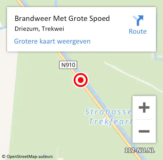 Locatie op kaart van de 112 melding: Brandweer Met Grote Spoed Naar Driezum, Trekwei op 25 augustus 2020 16:24